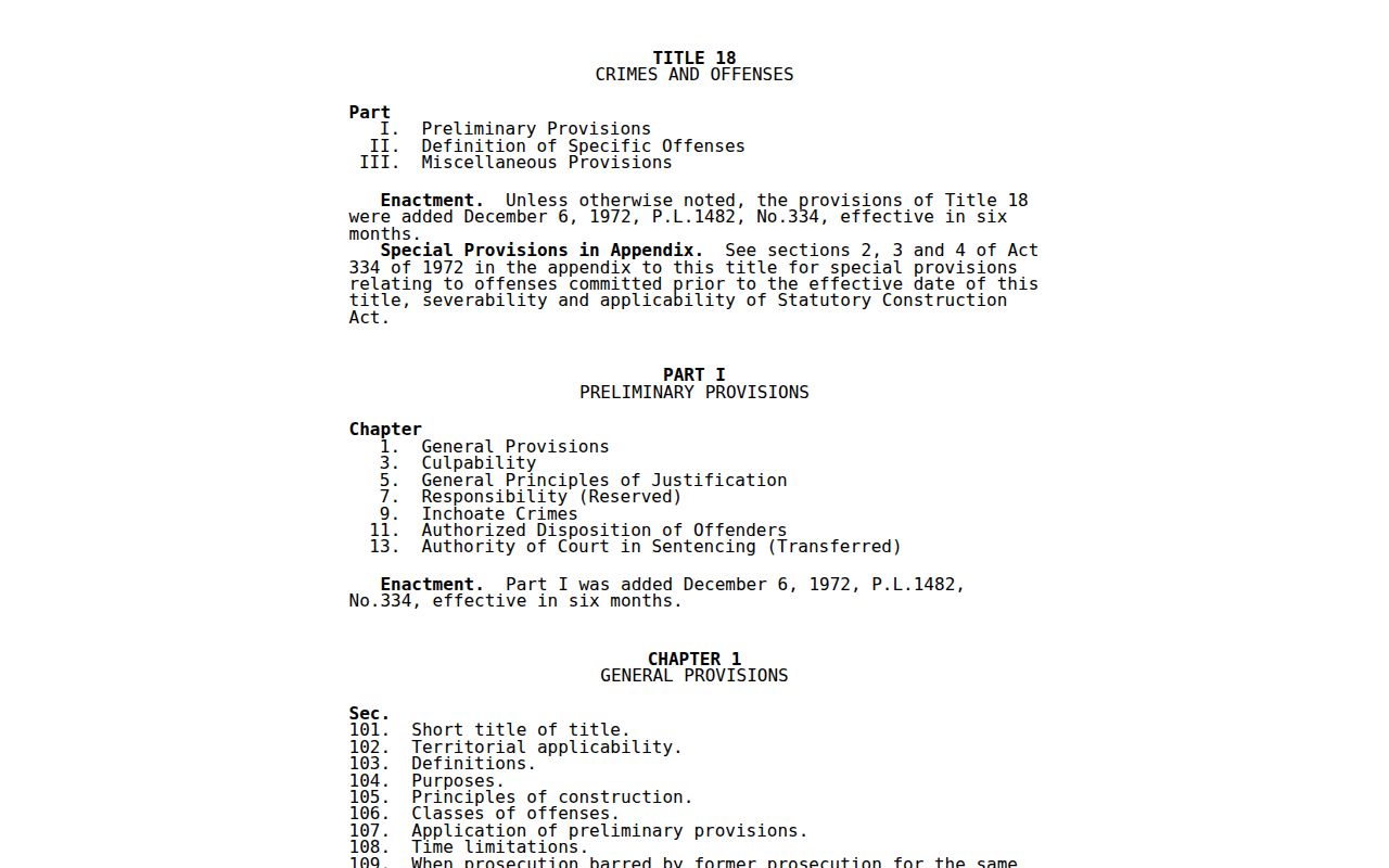 Official Pennsylvania Crimes Code classifications page